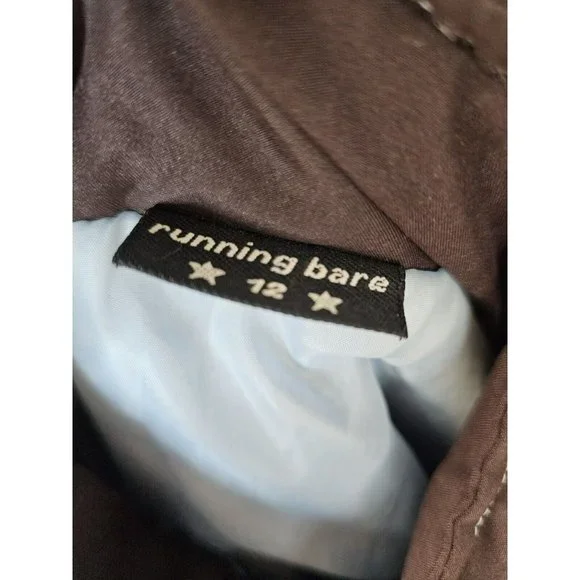 RUNNING BARE lightly padded jacket women's size 12 retro 70s 80s brown blue - Picture 7 of 9